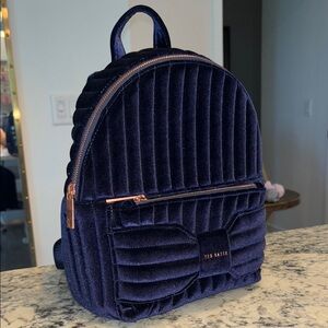 Ted Baker Navy Velvet Backpack